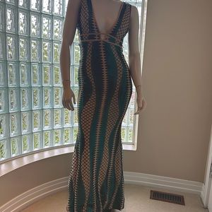 Plunging neck maxi dress with sequins size medium